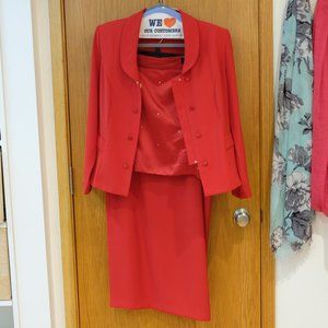 Zahara, Red Ankle Length Long Skirt Dress Suit with Rhinestone Cami